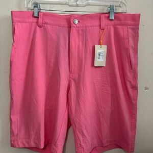 Peter Millar Men’s Crown Sport PEP Pink Flat Front Shorts Size 34